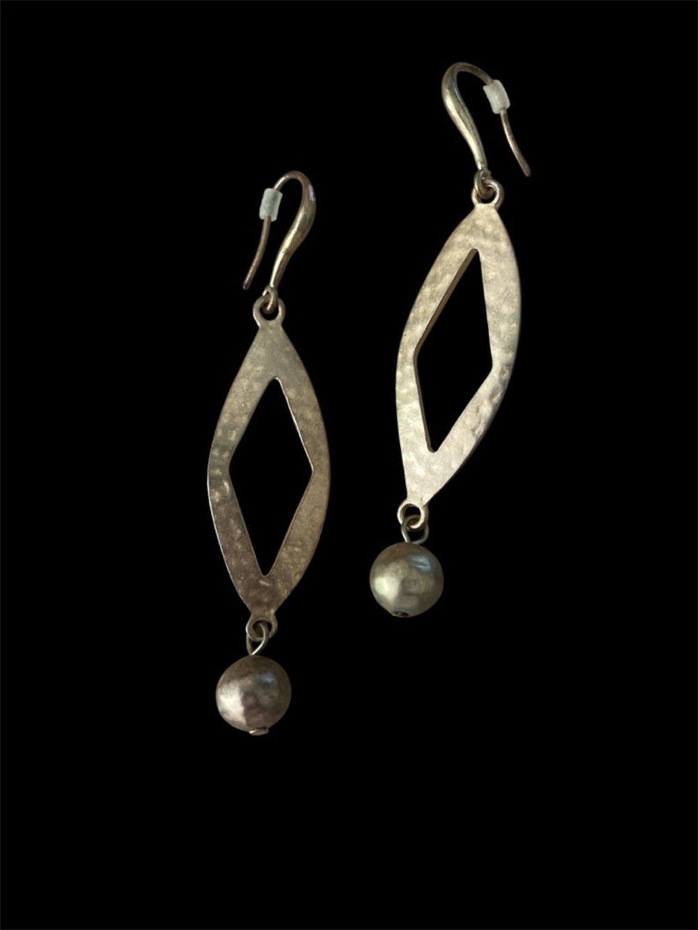 Bronzed hammered metal dangle earrings retro